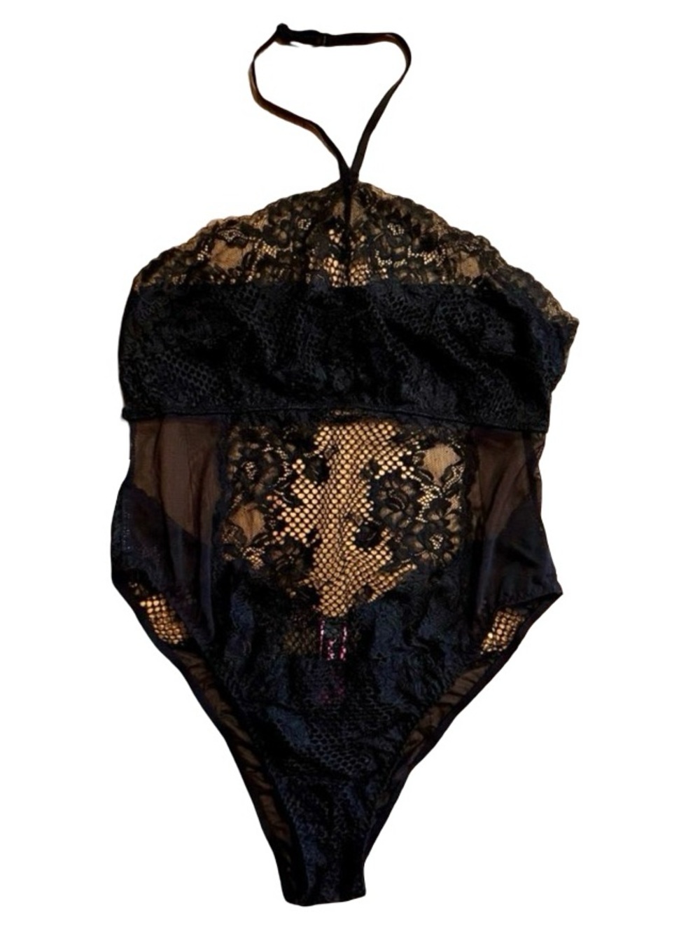 LIKE NEW La Senza Black Lace Fishnet Bodysuit (large)